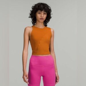 Lululemon Ribbed Asymmetrical Yoga Tank Top Butternut Brown 8 Support Gym Run